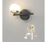 Aplique de pared LED con forma de astronauta y montura lunar, lámpara de globo terráqueo de dibujos animados, apliques para habitación infantil, luces nocturnas para dormitorio infantil, luminaria de