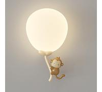 Aplique de pared LED con forma de globo, aplique de animal adorable para habitación infantil, lámpara de pared con forma de mono/vaca de dibujos animados, aplique de 12 W con cableado fijo para dormi