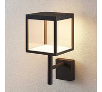 Aplique de pared LED Cube de Lucande, antracita, vidrio, 37 cm, IP54