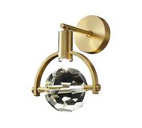 Aplique de Pared LED de latón con Forma de Globo de Cristal posmoderno para Dormitorio, lámpara de Noche, Foco de Pared Interior, Accesorios de iluminación de Cobre para Sala de Estar, Hotel, Pas