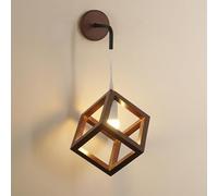 Aplique de Pared LED Estilo japonés Madera Granja mesita de Noche nórdico Creatividad Hueco Cuadrado Pasillo luz Moderna Minimalista lámpara de Pasillo Dormitorio Sala de Estar esc