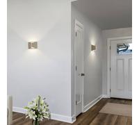 Aplique de pared LED Helestra VID, marrón claro, arriba/abajo, IP65