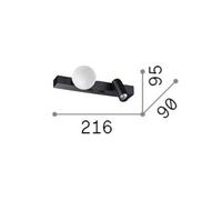 Aplique de pared LED IDEAL LUX Binomio en latón, ancho 22 cm, 2 luces