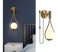 Aplique de Pared LED Industrial Vintage con Interruptor y Enchufe, lámpara de Globo de Cristal E27 Ajustable para Sala de Estar, Dormitorio y Comedor - 1 Pieza