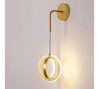 Aplique de Pared LED, Lámpara de Pared Moderna Diseño Redondo 20W, Apliques de Cabecera Interior in Metal para Dormitorio Salón Comedor, 3000K-6000K Redondo Mesita de Noche Creatividad (Dorado)