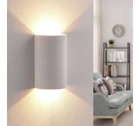 Aplique de pared LED Lindby Jenke, altura 16 cm, blanco, escayola