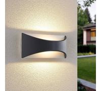 Aplique de pared LED Lindby Mathea, 30 cm, antracita, aluminio, IP65 True