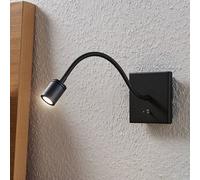 Aplique de pared LED Lindby Mayar, negro, metal, lámpara de lectura, 11cm True