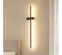 Aplique de pared LED Lindby Natsumi, negro, aluminio, 90 cm