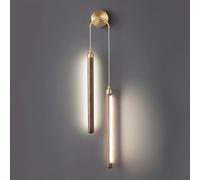 Aplique de Pared LED Lineal de Nogal, lámpara de Pared de latón con cableado, Tira Larga, iluminación de Pared para Interiores, para Sala de Estar, Dormitorio, decoración del hogar.