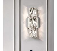 Aplique de pared LED lineal para baño, barra de luz de cristal moderna, lámpara de tocador larga cromada sobre espejo, lámpara de lujo montada en el dormitorio para sala de estar, vestíbulo de hotel,