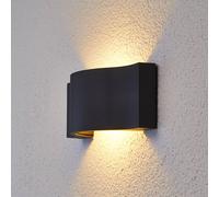 Aplique de pared LED Lucande Jace, antracita, metal, 28 cm, IP54