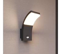 Aplique de pared LED Lucande Timm, sensor, 20 cm, antracita, IP54