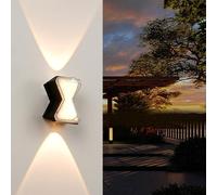 Aplique de pared LED moderno, resistente al agua IP65, para exteriores, con iluminación hacia arriba/abajo, de aluminio, ideal para porches, garajes, patios y puertas de entrada. Lámpara elegante y d