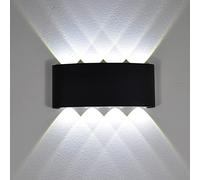 Aplique de Pared Led Negro Impermeable Ip65 - Luminaria Exterior/Interior con Luz Hacia Arriba/Abajo para Patio, Porche, Villa Y Mde Puerta - Lámpara de Pared de Aluminio Elegante (Frío 6000K 8W (8)/