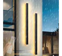 Aplique de Pared LED para Exterior con Control Remoto, Regulable, IP65, Resistente al Agua, Tira Larga Negra, acrílico, 2700K-6500K, para jardín, Patio, Pasillo, Interior.