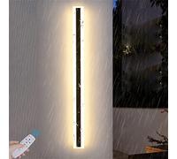 Aplique de Pared LED para Interior y Exterior con Control Remoto, lámpara de Pared Regulable, Tiras largas Negras, Aplique de Pared para jardín Exterior, Aluminio acrílico, Resistente al Agua IP6