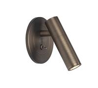 Aplique de pared LED para interiores, aplique de cabecera LED, aplique cilíndrico con interruptor, aplique de pared ajustable para dormitorio, mesita de noche, sala de estar, tocador (color: Br