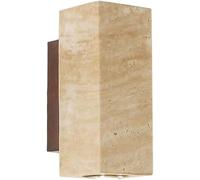 Aplique de pared LED rectangular de travertino - Lámpara de bloque de piedra de atenuación de tres colores para dormitorio y sala de estar, 16 cm, accesorio de iluminación moderno