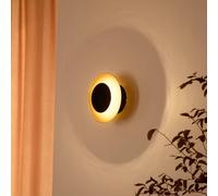 Aplique de pared LED Tiama de Lindby, metal, negro/oro, Ø 20 cm