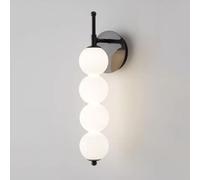 Aplique de pared LED tipo globo, lámpara de pared blanca con montura de cristal, apliques de cobre con cableado fijo, iluminación para sala de estar, dormitorio, mesita de noche, lámparas de decoraci