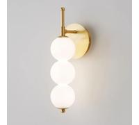 Aplique de pared LED tipo globo, lámpara de pared blanca con montura de cristal, apliques de cobre con cableado fijo, iluminación para sala de estar, dormitorio, mesita de noche, lámparas de decoraci