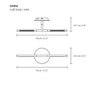 Aplique de pared LED UMAGE Omni, color acero, ancho 54 cm, 2 luces. EC:EPREL:2301125