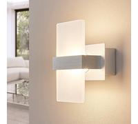 Aplique de pared LED Yorick de Lindby, 18 cm, aluminio/blanco con interruptor