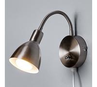 Aplique de pared Lindby Amrei, color níquel, 42cm, enchufe, atenuable True