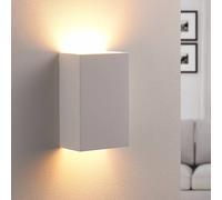 Aplique de pared Lindby Colja, angular, altura 16 cm, escayola, blanco