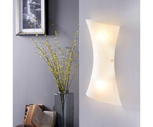 Aplique de pared Lindby Ebba, altura 39 cm, alabastro blanco, cristal
