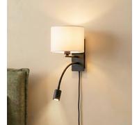 Aplique de pared Lindby Florens, negro, lámpara de lectura LED, 23,5 cm