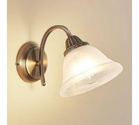 Aplique de pared Lindby Mialina, 20 cm, latón antiguo, metal, cristal