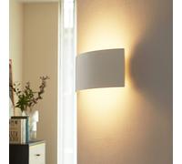 Aplique de pared Lindby Naike, blanco, escayola, altura 15 cm