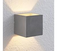 Aplique de pared Lindby Nellie, gris, hormigón, 11,5 cm de ancho