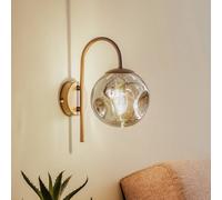 Aplique de pared Lindby Valentina, E14, gris humo, cristal, 28,6 cm True