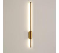 Aplique de pared lineal dorado, lámpara de pared de tira larga ultrafina, aplique de pared de flauta de metal con pantalla de silicona blanca, lámparas de pared LED modernas, luces de pared con