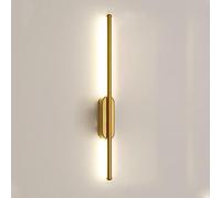 Aplique de pared lineal dorado, lámpara de pared de tira larga ultrafina, aplique de pared de flauta de metal con pantalla de silicona blanca, lámparas de pared LED modernas, luces de pared con