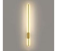 Aplique de Pared Lineal LED Largo Moderno Negro/Dorado, 3000K, Decoración Minimalista, Bañador de Pared para Baño Interior, Dormitorio, Mesita de Noche, Sala