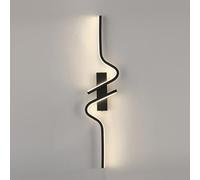 Aplique de Pared Lineal Led Minimalista de Tira Larga para Sala de Estar, Dormitorio, Mesita de Noche, Pasillo, Lámparas de Pared Onduladas, Luminaria de Pared Interior - 3 Modos de Color, Izquierda 6