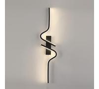 Aplique de Pared Lineal Led Minimalista de Tira Larga para Sala de Estar, Dormitorio, Mesita de Noche, Pasillo, Lámparas de Pared Onduladas, Luminaria de Pared Interior - 3 Modos de Color, Izquierda 6