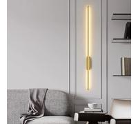 Aplique de pared lineal LED minimalista moderno, barra de 3000 K, tira larga negra for interiores, lámpara montada en la pared, iluminación de tocador de baño de oro nórdico contemporáneo for dormitor