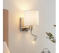 Lucande Lámpara de pared Brinja en Gris hecho Textura, Tela Tejido Seda e.o. para Salón & Comedor (1 llama E27) aplique