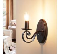 Aplique de pared Lucande Caleb, 18 cm, color óxido, metal, E14