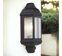 Aplique de Pared Luz Exterior Sensor de Movimiento H:36CM Negro IP44 E27 Cristal
