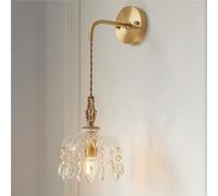 Aplique de Pared Minimalista con Base E14/E12 de Cristal Moderno de Mediados de Siglo, con Cable Ajustable para tocador de baño y Pantalla Transparente