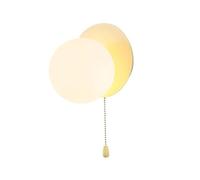 Aplique de pared minimalista moderno con interruptor de cadena, lámpara de pared tipo luna con pantalla de globo de cristal para dormitorio, mesita de noche, tocador, sala de estar, base G9, luminaria