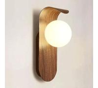 Aplique de Pared Minimalista nórdico: Elegante lámpara Globo Cristal Hierro y Nogal for iluminación Moderna Dormitorio Sala Estar Color Claro