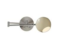 Aplique de pared moderno con brazo oscilante, lámpara de pared tipo globo ajustable, luz de lectura LED regulable de 3 colores para dormitorio, mesita de noche, sala de estar, cromado y crema, brazo e