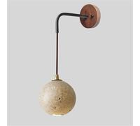 Aplique de Pared Moderno con Forma de Globo de Mediados de Siglo, travertino Amarillo, lámpara de Pared de Piedra Natural Japonesa con Farol de Madera nórdica, lámparas de Pared y apliq